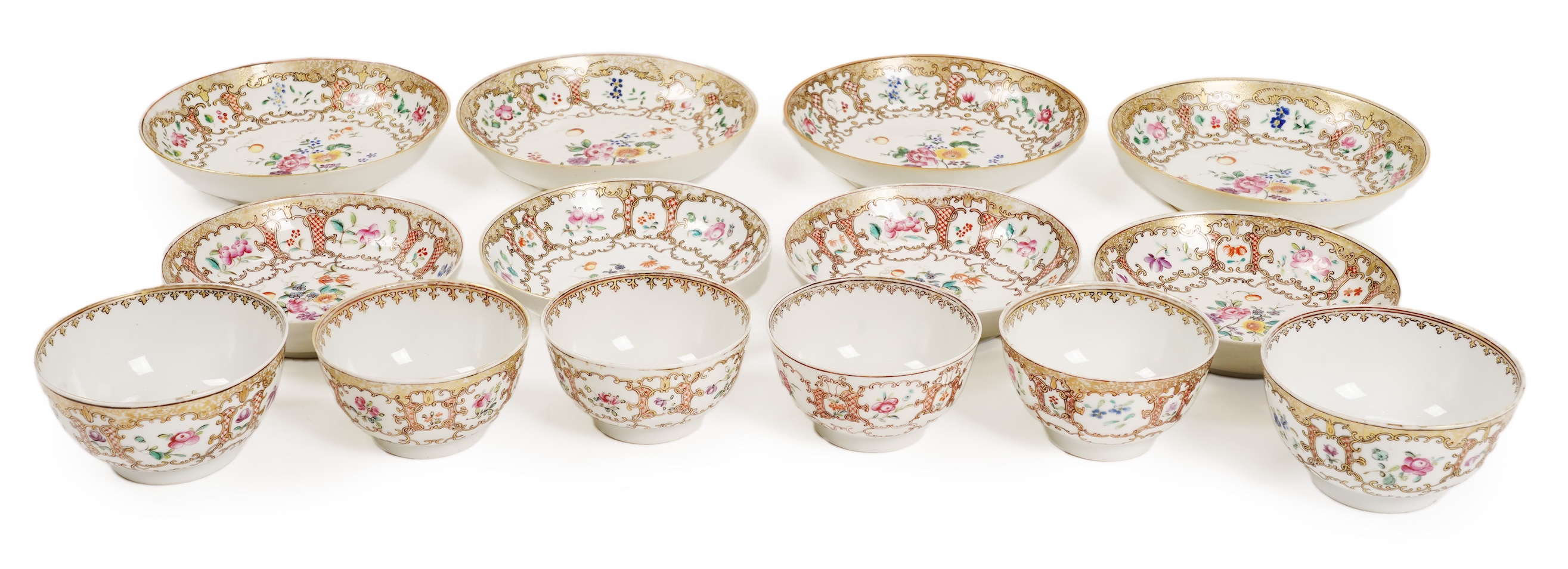 A Chinese famille rose part tea set, Qianlong period